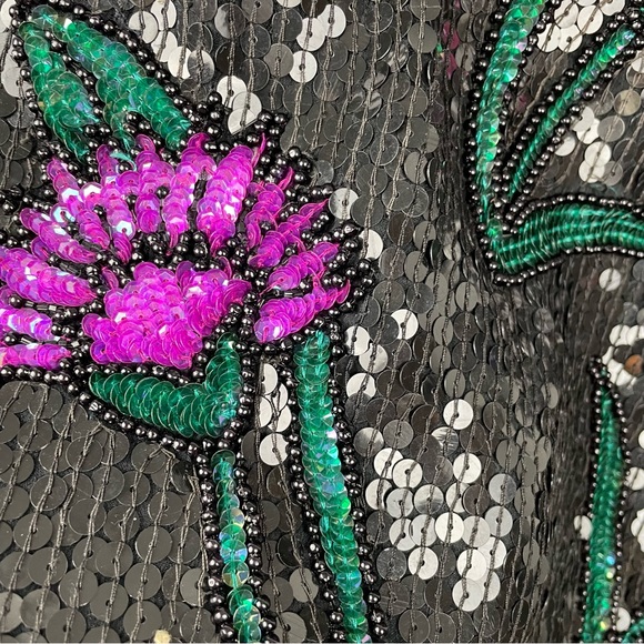 33 Vintage 80’s 90’s Stenay Made India Silk Sequin Beaded ZipUp Back Blouse NWT - Picture 11 of 16